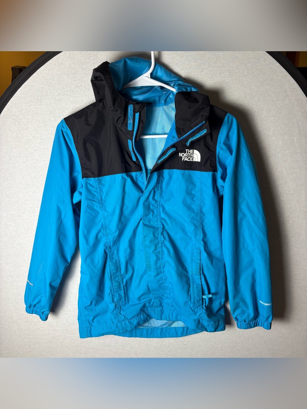 The North Face Kids Boy Rain Hooded Jacket Blue and Black Medium 10/12